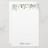 Papeterie eucalyptus feuilles nom personnalisé (Devant / Derrière)