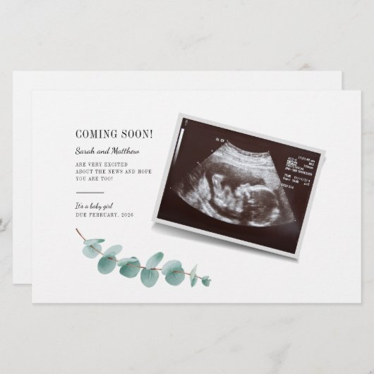 Papeterie Eucalyptus Grossesse bébé révélation (Devant / Derrière)