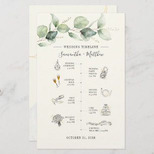Papeterie Eucalyptus Moderne Icon Mariage Itinéraire Program
