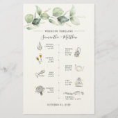 Papeterie Eucalyptus Moderne Icon Mariage Itinéraire Program (Devant)