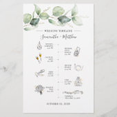 Papeterie Eucalyptus Moderne Icon Mariage Itinéraire Program (Devant)