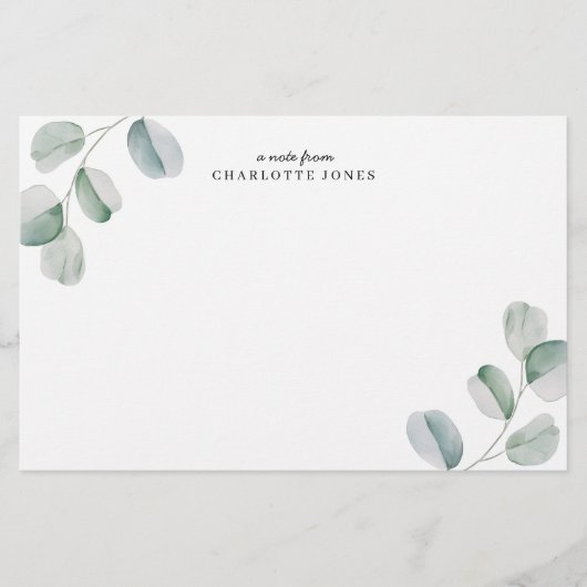 Papeterie Eucalyptus Personalized Note Card (Devant)