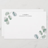 Papeterie Eucalyptus Personalized Note Card (Devant / Derrière)