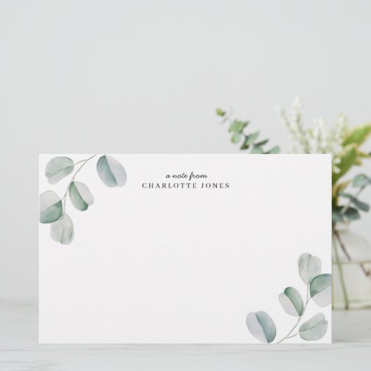 Papeterie Eucalyptus Personalized Note Card (Debout devant)