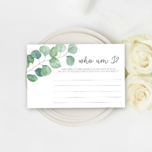 Papeterie Eucalyptus - Qui suis-je jeu de douche nuptiale