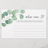 Papeterie Eucalyptus - Qui suis-je jeu de douche nuptiale (Devant)