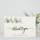 Papeterie Eucalyptus Verdure Script Mariage Merci (Debout devant)