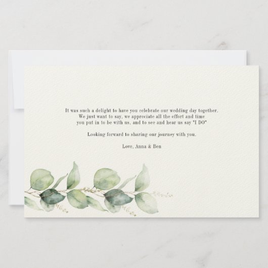 Papeterie Eucalyptus Verdure Script Mariage Merci (Dos)