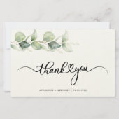 Papeterie Eucalyptus Verdure Script Mariage Merci (Devant)