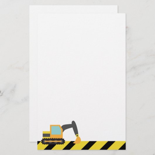 Papeterie Excavatrice orange, véhicules de construction, (Devant / Derrière)