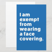 Papeterie Exempter de porter un couvre-visage (Devant / Derrière)