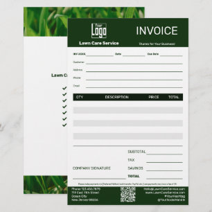 Papeterie Facture de service d'entretien de pelouse