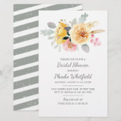 Papeterie Faire-part de bapteme de mariage aquarelle Floral (Devant / Derrière)