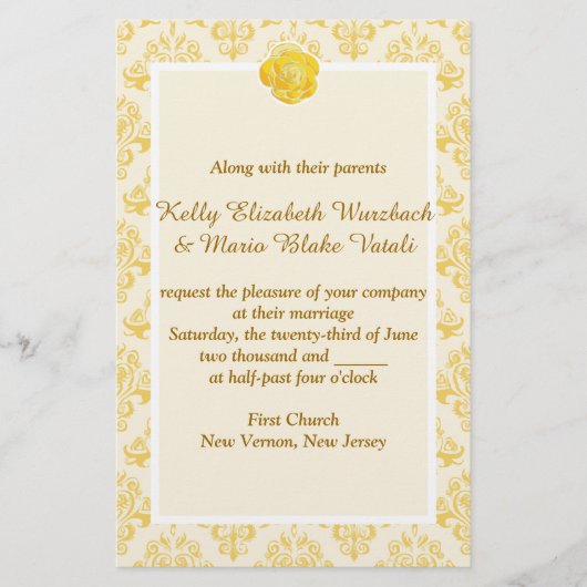 Papeterie Faire-part de mariage floral jaune (Devant)