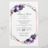 Papeterie Faire-part de mariage géométrique florale violette (Devant)