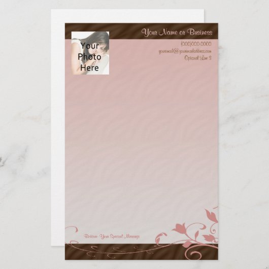 Papeterie faite sur commande de photo, remous rose (Devant / Derrière)