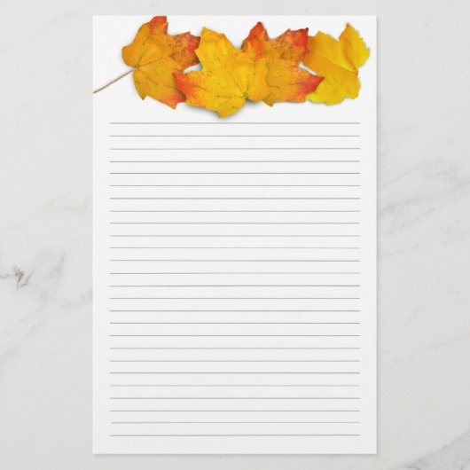 Papeterie Fall Maple Leaf Border, Lined Writing Paper (Devant)