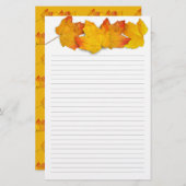 Papeterie Fall Maple Leaf Border, Lined Writing Paper (Devant / Derrière)