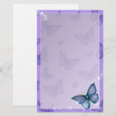 Papeterie Fantaisie d'art papillon bleu pervenche (Devant / Derrière)