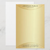 Papeterie Faux Gold Elegant Moderne Modèle personnalisé (Devant / Derrière)