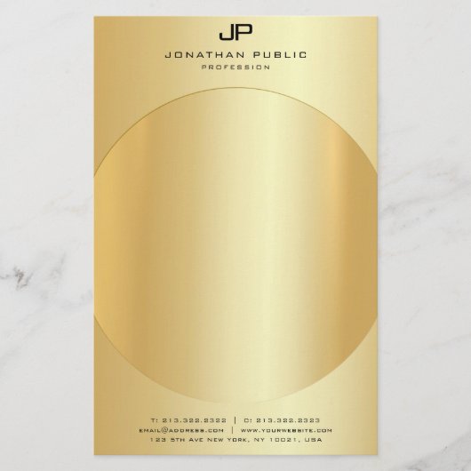 Papeterie Faux Gold Elegant Monogramme Modèle moderne (Devant)