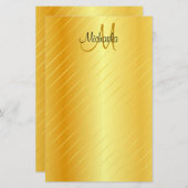 Papeterie Faux Gold Monogramme personnalisé Élégant Modèle m (Devant / Derrière)
