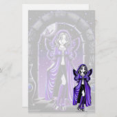 Papeterie féerique d'art de papillon bleu gothique (Devant / Derrière)