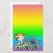 Papeterie féerique d'art de sirène d'arc-en-ciel (Devant / Derrière)