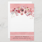 Papeterie Féminin Fleurs Professionnel Minimaliste Moderne (Devant / Derrière)