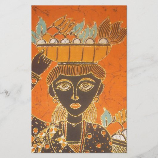 Papeterie Femme africaine portant panier d'art (Devant)