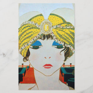 Papeterie FEMME AVEC TURBAN JAUNE ORIENTAL / Mode Beauté