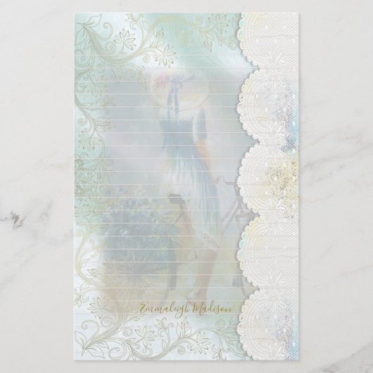 Papeterie Femme Robe Bleue Vélo D'Équitation Faux Dentelle L (Devant)