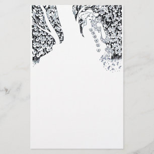 Papeterie FEMME ROMANTIQUE, ROSE ET NATURE Blanc Noir