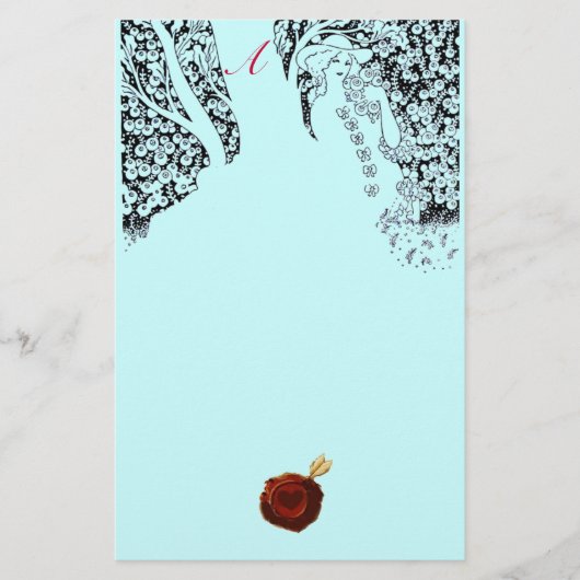 Papeterie FEMME ROMANTIQUE Sceau de cire rouge Monogramme Aq (Devant)