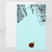 Papeterie FEMME ROMANTIQUE Sceau de cire rouge Monogramme Aq (Devant / Derrière)