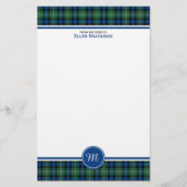 Papeterie Ferguson Clan Tartan bleu et vert Monogramme (Devant)