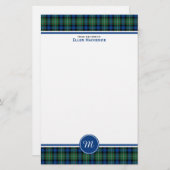 Papeterie Ferguson Clan Tartan bleu et vert Monogramme (Devant / Derrière)