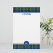Papeterie Ferguson Clan Tartan bleu et vert Monogramme (Debout devant)