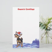 Papeterie Festive de nuit étoilée Chihuhua à Santa Hat (Debout devant)