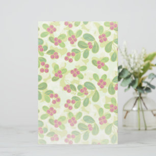 Papeterie Festive Motif de fruits de canneberge, vert