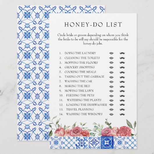 Papeterie Fête des mariées Florale Méditerranéenne Rose Jeu  (Devant / Derrière)