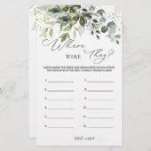 Papeterie Fête des mariées Jeu de verdure Où Étaient-Ils (Devant / Derrière)