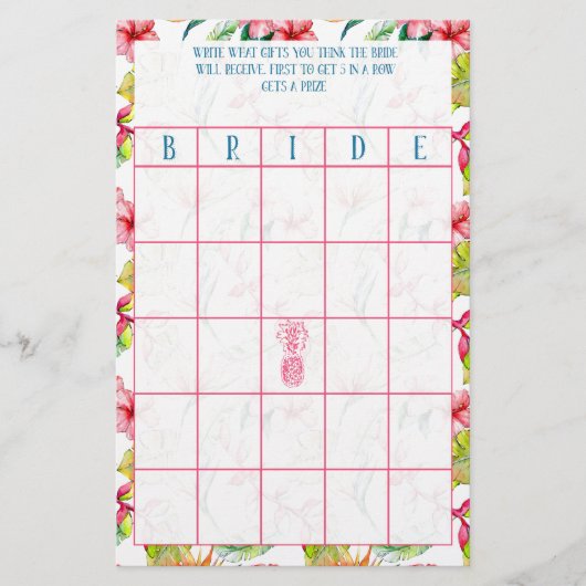 Papeterie Fête des mariées tropicale de Bingo nuptiale (Devant)