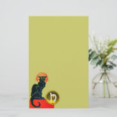 PAPETERIE FÊTE D'HALLOWEEN DU CHAT NOIR MONOGRAMME (Debout devant)