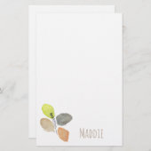 Papeterie Feuille d'aquarelle esthétique moderne (Devant / Derrière)