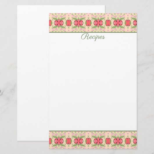 Papeterie Feuille de recettes décoratives (Devant / Derrière)