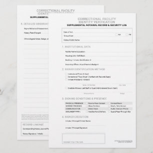 Papeterie Feuille de vérification d'identité correctionnelle