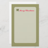 Papeterie Feuille Holly de Noël verte (Devant / Derrière)