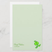 Papeterie - Feuille verte 3D avec nom (Devant / Derrière)