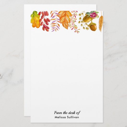 Papeterie Feuilles d'automne et frontière de feuillage (Devant / Derrière)